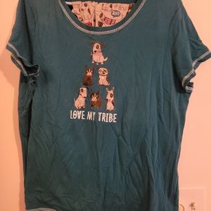 Womens Cute Dog capri Pajama set XL 16/18